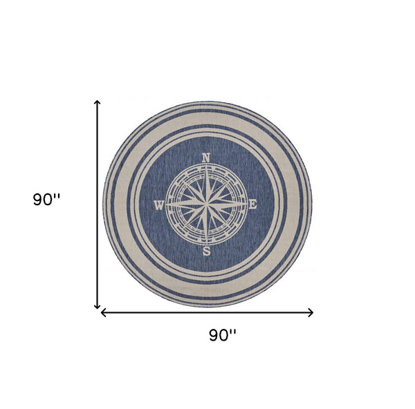 Homeroots 8' X 8' Blue And Gray Indoor Outdoor Area Rug  Polypropylene 396117