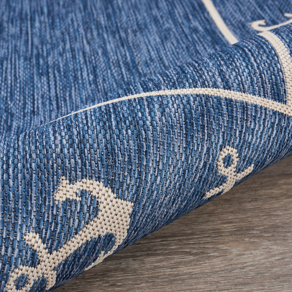Homeroots 5' X 7' Blue And Natural Nautical Anchor Indoor Outdoor Area Rug  Polypropylene 396118