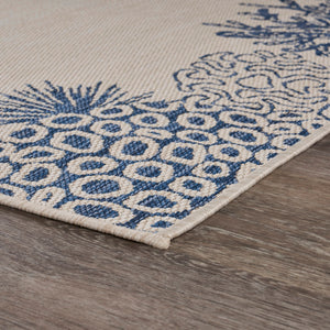 Homeroots 5' X 7' Beige And Blue Coral Stain Resistant Indoor Outdoor Area Rug  Polypropylene And Polyester Blend 396120