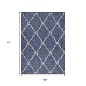 HomeRoots 8' Stylish Blue and Gray Area Rug for Indoor and Outdoor Spaces – Durable, Low-Maintenance Comfort 8' X 10' Rectangle 396126