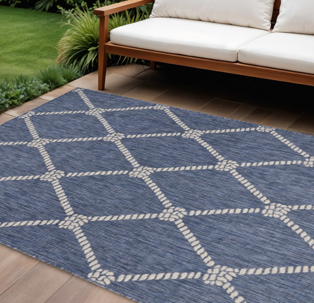 HomeRoots 8' Stylish Blue and Gray Area Rug for Indoor and Outdoor Spaces – Durable, Low-Maintenance Comfort 8' X 10' Rectangle 396126