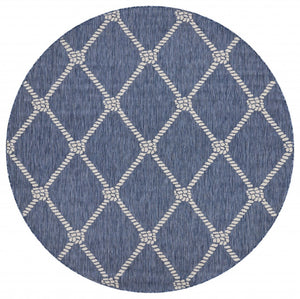HomeRoots 8' Stylish Blue and Gray Area Rug for Indoor and Outdoor Spaces – Durable, Low-Maintenance Comfort 8' Round Round 396127