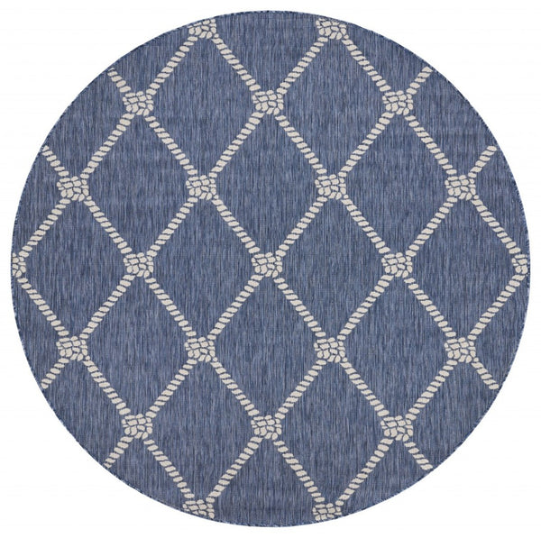 HomeRoots 8' Stylish Blue and Gray Area Rug for Indoor and Outdoor Spaces – Durable, Low-Maintenance Comfort 8' Round Round 396127