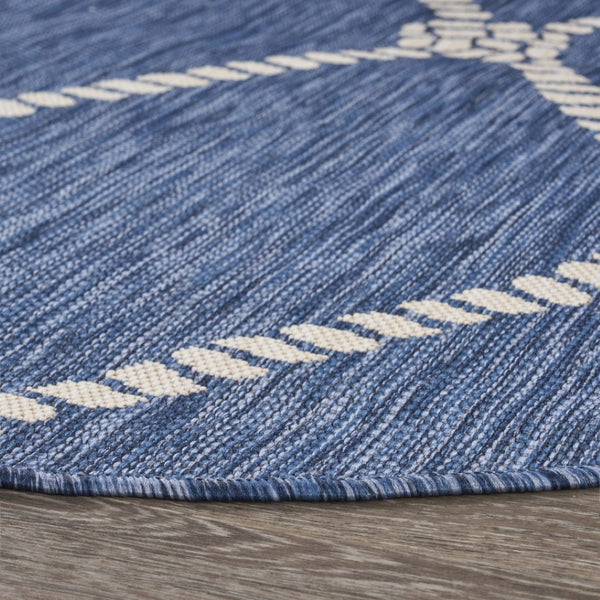 HomeRoots 8' Stylish Blue and Gray Area Rug for Indoor and Outdoor Spaces – Durable, Low-Maintenance Comfort 8' Round Round 396127