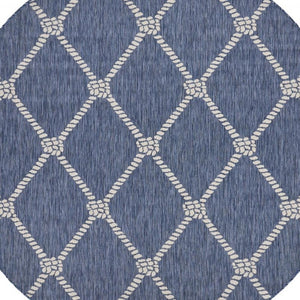 HomeRoots 8' Stylish Blue and Gray Area Rug for Indoor and Outdoor Spaces – Durable, Low-Maintenance Comfort 8' Round Round 396127