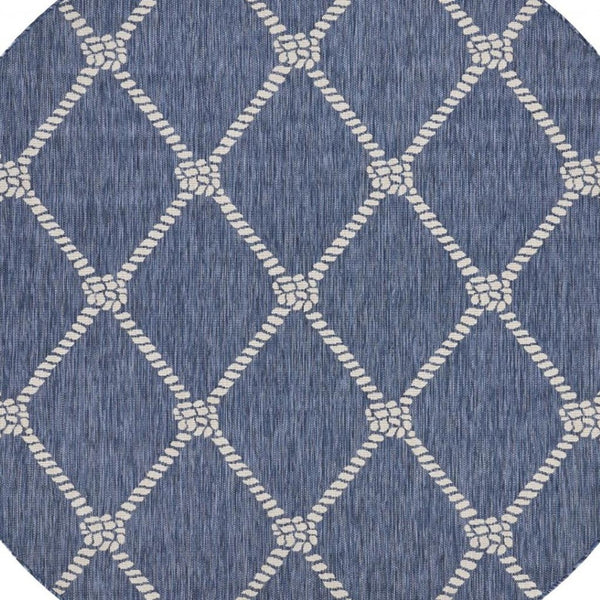 HomeRoots 8' Stylish Blue and Gray Area Rug for Indoor and Outdoor Spaces – Durable, Low-Maintenance Comfort 8' Round Round 396127