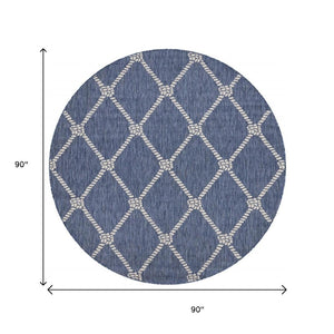 HomeRoots 8' Stylish Blue and Gray Area Rug for Indoor and Outdoor Spaces – Durable, Low-Maintenance Comfort 8' Round Round 396127