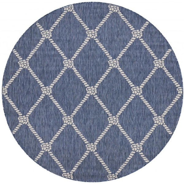 HomeRoots 8' Stylish Blue and Gray Area Rug for Indoor and Outdoor Spaces – Durable, Low-Maintenance Comfort 8' Round Round 396127