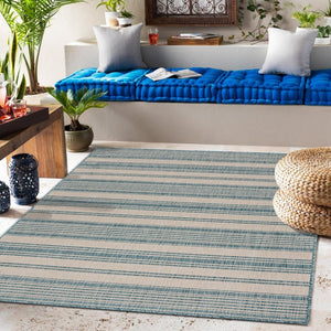 HomeRoots 8' Blue and Gray Indoor/Outdoor Area Rug – Durable, Elegant, Easy-Care, Perfect for Any Space! 396132