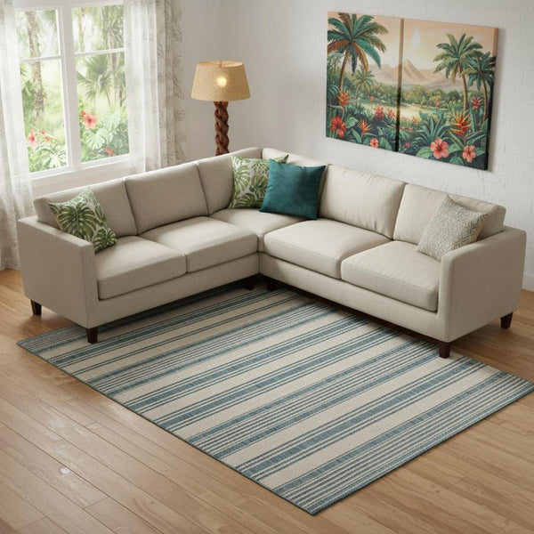 HomeRoots 8' Blue and Gray Indoor/Outdoor Area Rug – Durable, Elegant, Easy-Care, Perfect for Any Space! 396132