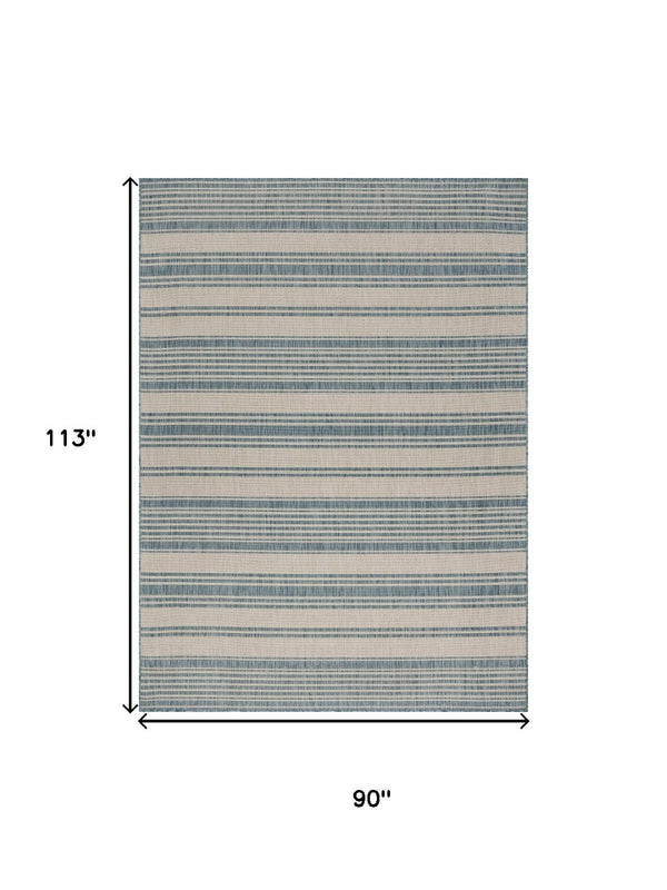 HomeRoots 8' Blue and Gray Indoor/Outdoor Area Rug – Durable, Elegant, Easy-Care, Perfect for Any Space! 396132