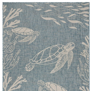 HomeRoots 8' Blue and Gray Indoor Outdoor Area Rug - Durable, Stylish, and Easy to Maintain for Any Space 8' x 10' 396136