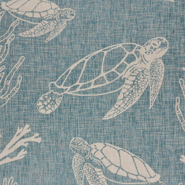 HomeRoots 8' Blue and Gray Indoor Outdoor Area Rug - Durable, Stylish, and Easy to Maintain for Any Space 8' x 10' 396136