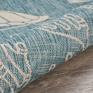 HomeRoots 8' Blue and Gray Indoor Outdoor Area Rug - Durable, Stylish, and Easy to Maintain for Any Space 8' x 10' 396136