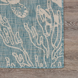 HomeRoots 8' Blue and Gray Indoor Outdoor Area Rug - Durable, Stylish, and Easy to Maintain for Any Space 8' x 10' 396136