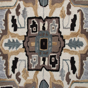 HomeRoots 5' Hand-Tufted Wool Area Rug in Bold Blue and Red – Artisan Crafted Comfort for Any Space 5' X 5' 396150