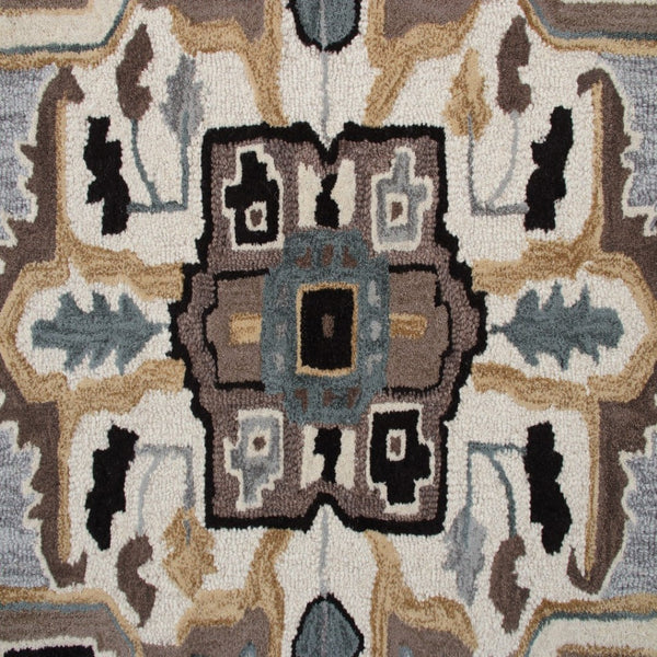 HomeRoots 5' Hand-Tufted Wool Area Rug in Bold Blue and Red – Artisan Crafted Comfort for Any Space 5' X 5' 396150