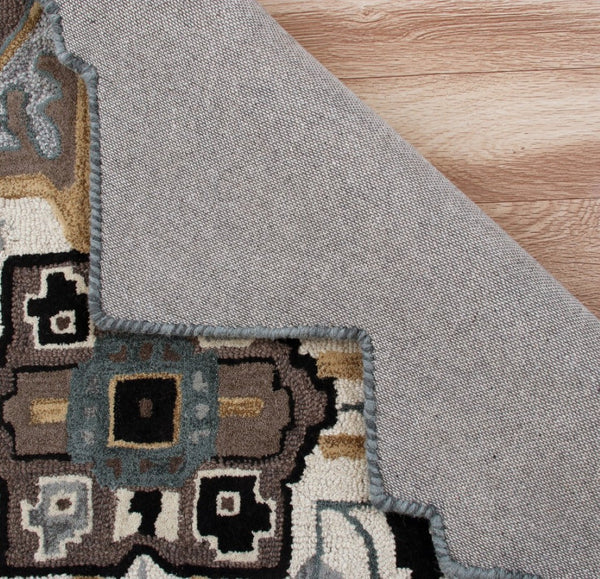HomeRoots 5' Hand-Tufted Wool Area Rug in Bold Blue and Red – Artisan Crafted Comfort for Any Space 5' X 5' 396150