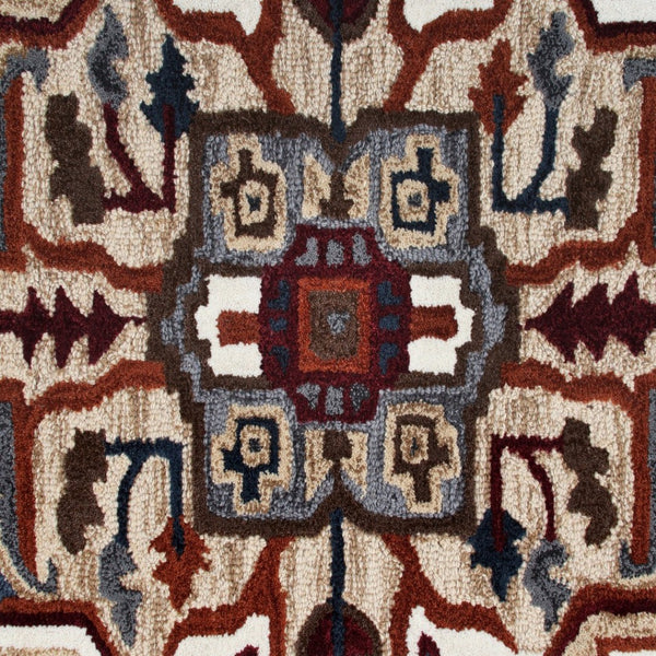 HomeRoots 7' Hand-Tufted Wool Area Rug in Bold Blue and Red - Artisanal Charm for Modern Interiors 7' Round 396153