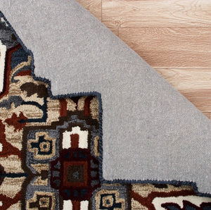 HomeRoots 7' Hand-Tufted Wool Area Rug in Bold Blue and Red - Artisanal Charm for Modern Interiors 7' Round 396153