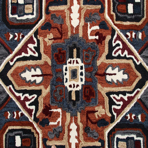 Homeroots 5’ Maroon And Blue Medallion Area Rug  Wool 396154