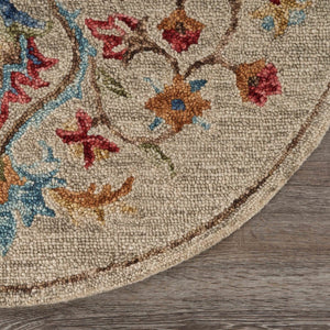 HomeRoots 6' Beige Hand-Tufted Wool Area Rug - Plush, Elegant Design for Living Room & Bedroom Decor 6' Round 396159