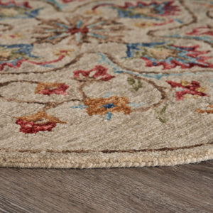 HomeRoots 6' Beige Hand-Tufted Wool Area Rug - Plush, Elegant Design for Living Room & Bedroom Decor 6' Round 396159