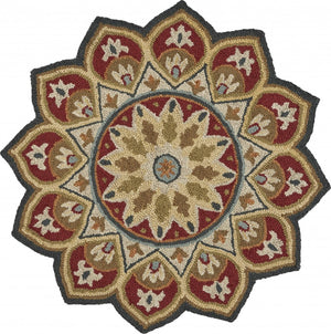 HomeRoots 6' Hand-Tufted Red Wool Rug for Timeless Style, Warmth, and Versatile Comfort in Any Room 6' Round 396161