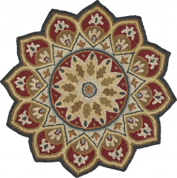 HomeRoots 6' Hand-Tufted Red Wool Rug for Timeless Style, Warmth, and Versatile Comfort in Any Room 6' Round 396161