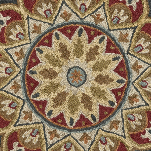 HomeRoots 6' Hand-Tufted Red Wool Rug for Timeless Style, Warmth, and Versatile Comfort in Any Room 6' Round 396161