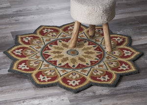 HomeRoots 6' Hand-Tufted Red Wool Rug for Timeless Style, Warmth, and Versatile Comfort in Any Room 6' Round 396161