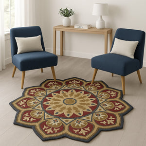 HomeRoots 6' Hand-Tufted Red Wool Rug for Timeless Style, Warmth, and Versatile Comfort in Any Room 6' Round 396161