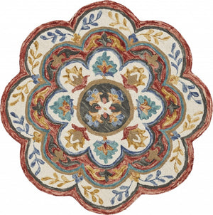 HomeRoots 6' Red Wool Hand Hooked Rug – Artisan Crafted, Timeless Warmth for Modern & Traditional Spaces 6' Round 396169