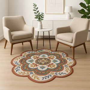 HomeRoots 6' Red Wool Hand Hooked Rug – Artisan Crafted, Timeless Warmth for Modern & Traditional Spaces 6' Round 396169