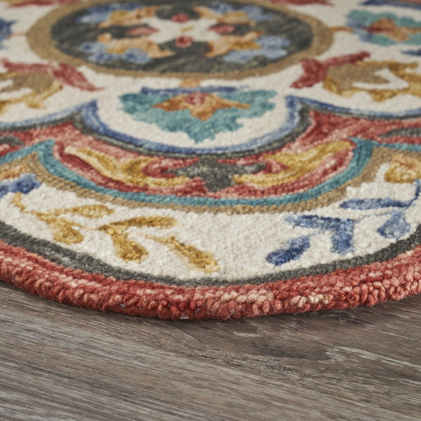 HomeRoots 6' Red Wool Hand Hooked Rug – Artisan Crafted, Timeless Warmth for Modern & Traditional Spaces 6' Round 396169