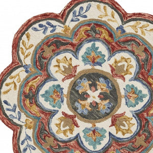 HomeRoots 6' Red Wool Hand Hooked Rug – Artisan Crafted, Timeless Warmth for Modern & Traditional Spaces 6' Round 396169