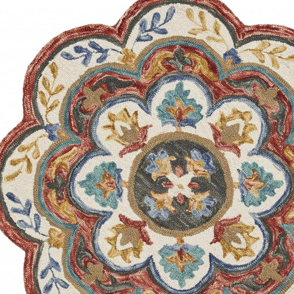 HomeRoots 6' Red Wool Hand Hooked Rug – Artisan Crafted, Timeless Warmth for Modern & Traditional Spaces 6' Round 396169