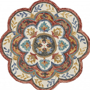 HomeRoots 6' Red Wool Hand Hooked Rug – Artisan Crafted, Timeless Warmth for Modern & Traditional Spaces 6' Round 396169