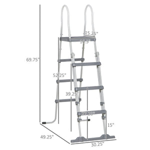 English Elm Outsunny A-frame Above Ground Pool Ladder with Platform Galvanized Steel 48 Inch W2225P200795
