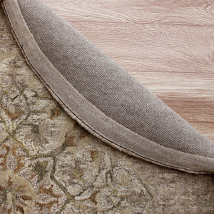 HomeRoots 4' Distressed Beige Medallion Area Rug - Timeless Floral Design for Cozy Traditional Spaces 4' Round 396192