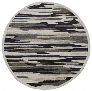 HomeRoots 6' Hand-Tufted Wool Area Rug in Black and Gray - Soft, Durable, and Perfect for Any Room Decor 6' Round 396197