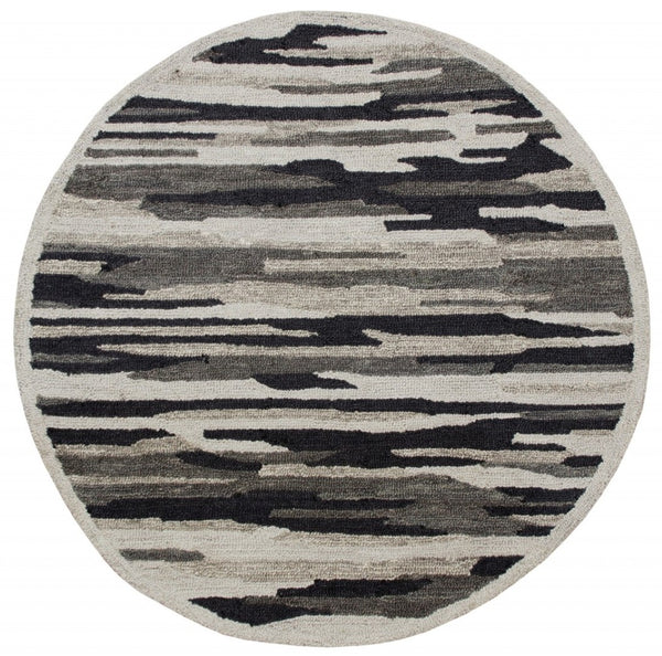 HomeRoots 6' Hand-Tufted Wool Area Rug in Black and Gray - Soft, Durable, and Perfect for Any Room Decor 6' Round 396197