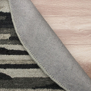 HomeRoots 6' Hand-Tufted Wool Area Rug in Black and Gray - Soft, Durable, and Perfect for Any Room Decor 6' Round 396197