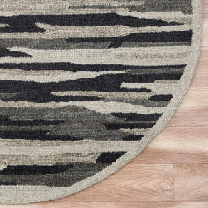 HomeRoots 6' Hand-Tufted Wool Area Rug in Black and Gray - Soft, Durable, and Perfect for Any Room Decor 6' Round 396197