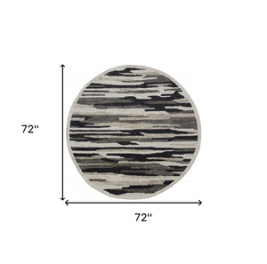 HomeRoots 6' Hand-Tufted Wool Area Rug in Black and Gray - Soft, Durable, and Perfect for Any Room Decor 6' Round 396197