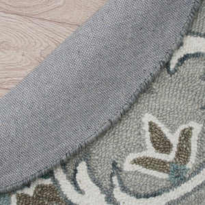 HomeRoots 6' Elegant Gray and White Filigree Area Rug – Hand-Tufted Wool for Luxurious Comfort and Style 6' Round 396201