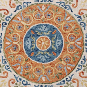 HomeRoots 6' Vibrant Traditional Medallion Area Rug - Hand-Tufted Wool Softness for Elegant Home Décor 6' Round 396203