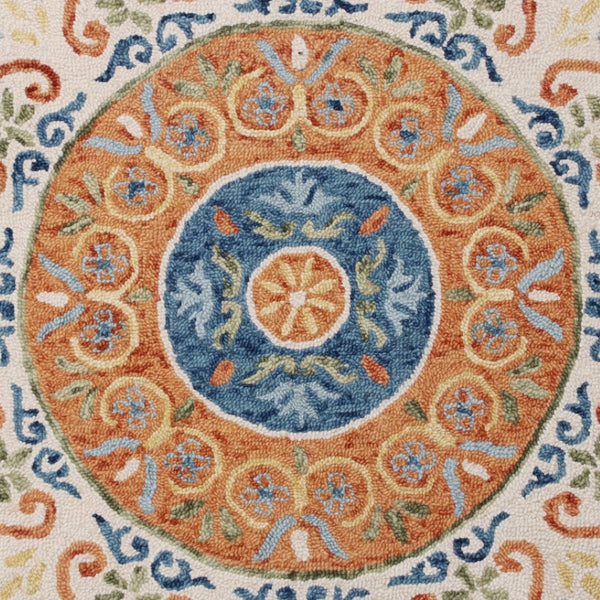 HomeRoots 6' Vibrant Traditional Medallion Area Rug - Hand-Tufted Wool Softness for Elegant Home Décor 6' Round 396203