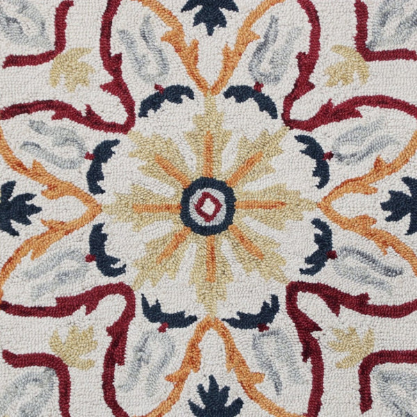 HomeRoots 6' Hand-Tufted Red and Ivory Wool Area Rug - Artisan Crafted Elegance for Your Home Décor 6' Round 396205