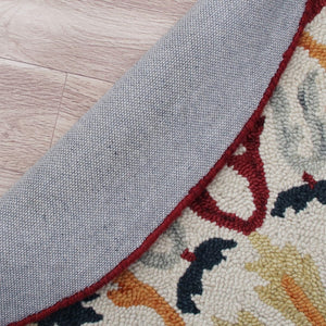 HomeRoots 6' Hand-Tufted Red and Ivory Wool Area Rug - Artisan Crafted Elegance for Your Home Décor 6' Round 396205